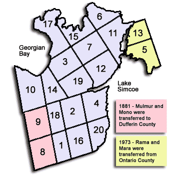 Simcoe County Geographical map